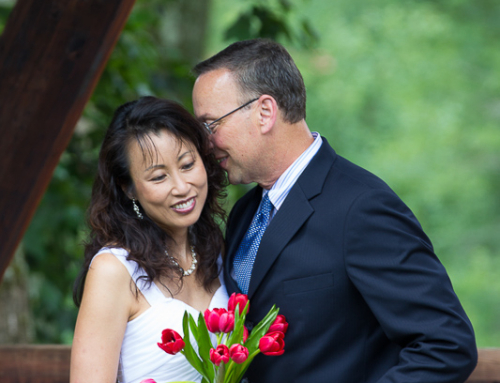 Wedding portrait on bridge