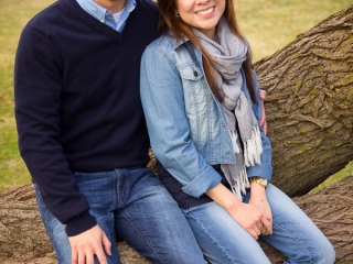 Couple sitting on tree