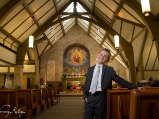 First Communion in sanctuary