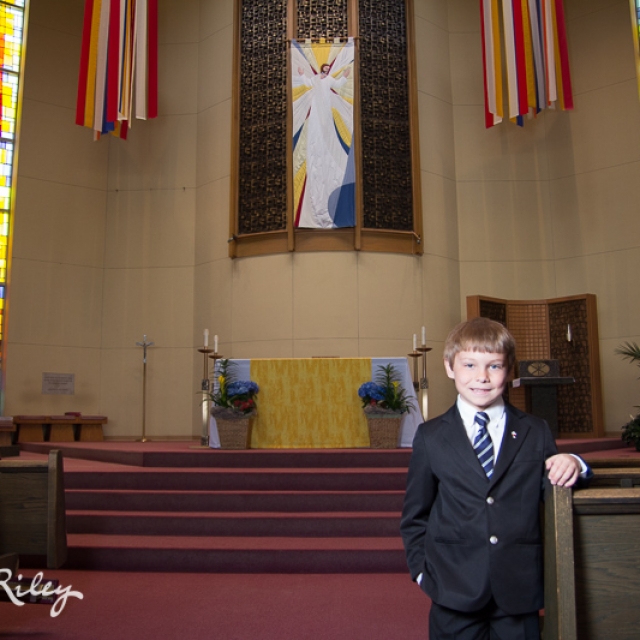 First Communion Andrew in church