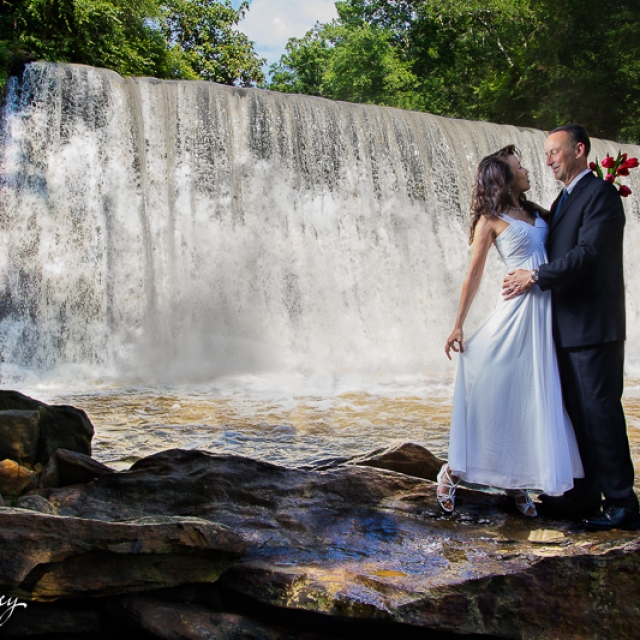 Wedding by waterfall