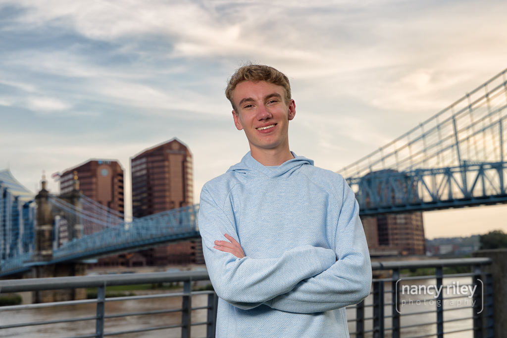 Senior portrait with Roebling Bridge Senior portrait with Roebling Bridge