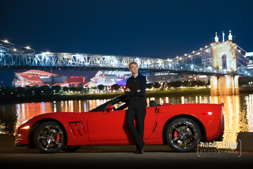 Senior portrait with Corvette Senior portrait with Corvette